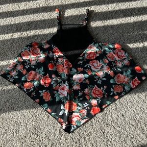 Pink floral crop top